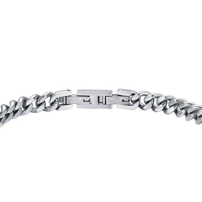 BRACCIALE UOMO IN ACCIAIO CON PIASTRA SILVER IP NERO