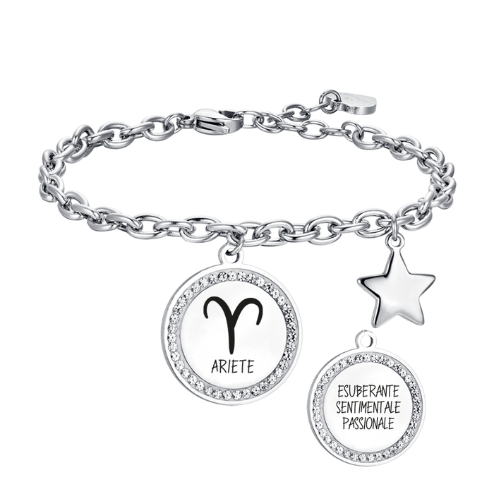 BRACCIALE DONNA IN ACCIAIO SEGNO ZODIACALE ARIETE PIASTRA