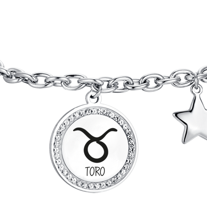 BRACCIALE DONNA IN ACCIAIO SEGNO ZODIACALE TORO PIASTRA