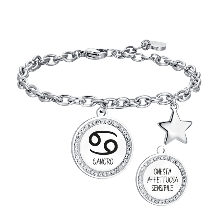 BRACCIALE DONNA IN ACCIAIO SEGNO ZODIACALE CANCRO PIASTRA