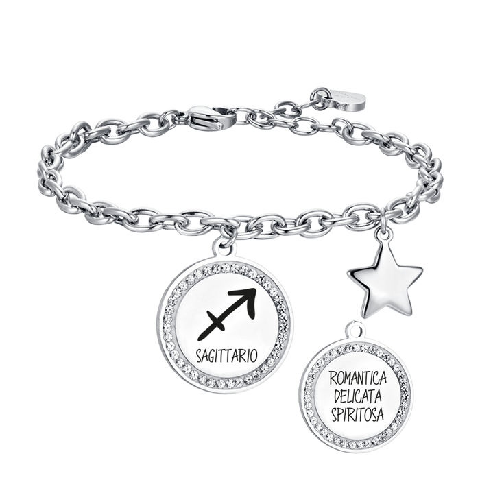 BRACCIALE DONNA IN ACCIAIO SEGNO ZODIACALE SAGITTARIO PIASTRA