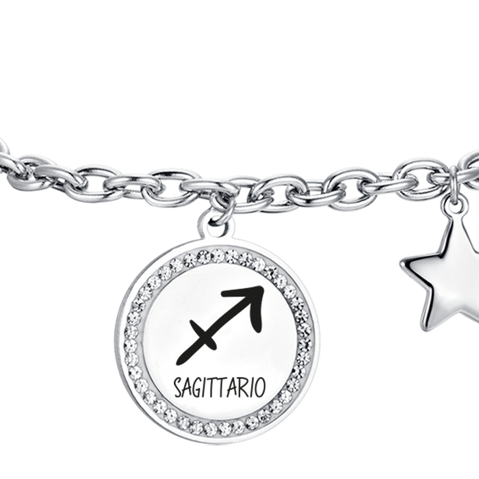 BRACCIALE DONNA IN ACCIAIO SEGNO ZODIACALE SAGITTARIO PIASTRA