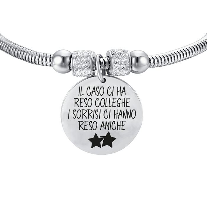 BRACCIALE DONNA IN ACCIAIO IL CASO CI HA RESO COLLEGHE I SORRISI CI HANNO RESO A