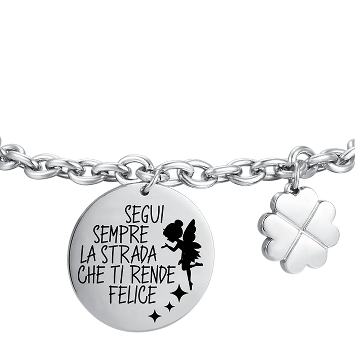 BRACCIALE DONNA IN ACCIAIO SEGUI SEMPRE LA STRADA CHE TI RENDE FELICE