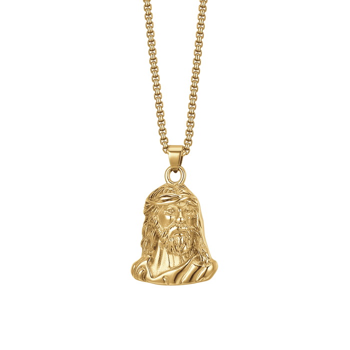 COLLANA UOMO IN ACCIAIO IP GOLD VOLTO SANTO