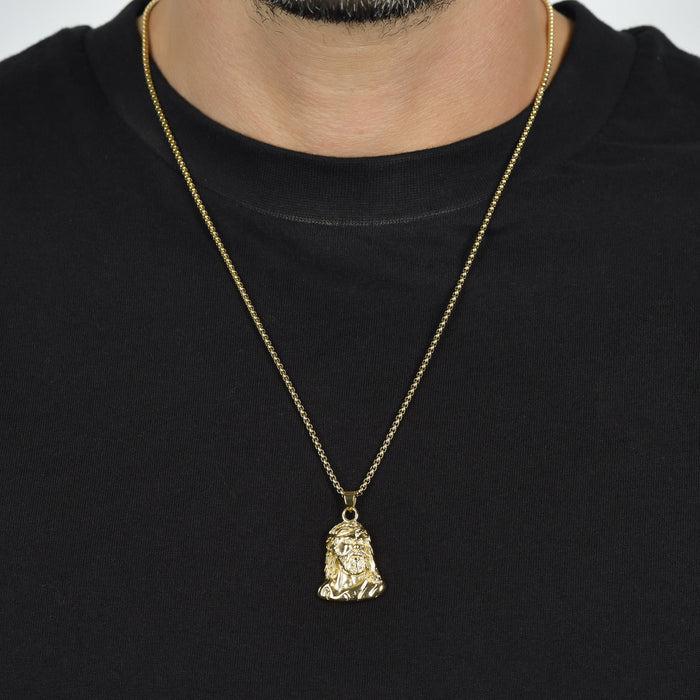 COLLANA UOMO IN ACCIAIO IP GOLD VOLTO SANTO