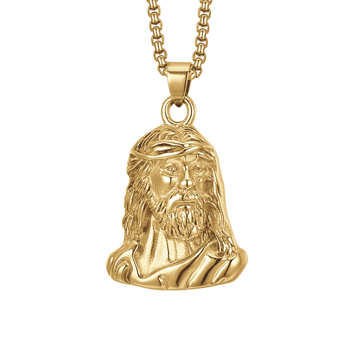 COLLANA UOMO IN ACCIAIO IP GOLD VOLTO SANTO