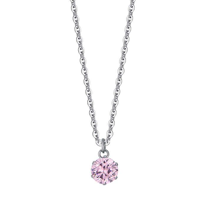 COLLANA DONNA IN ACCIAIO CON CRISTALLO ROSA