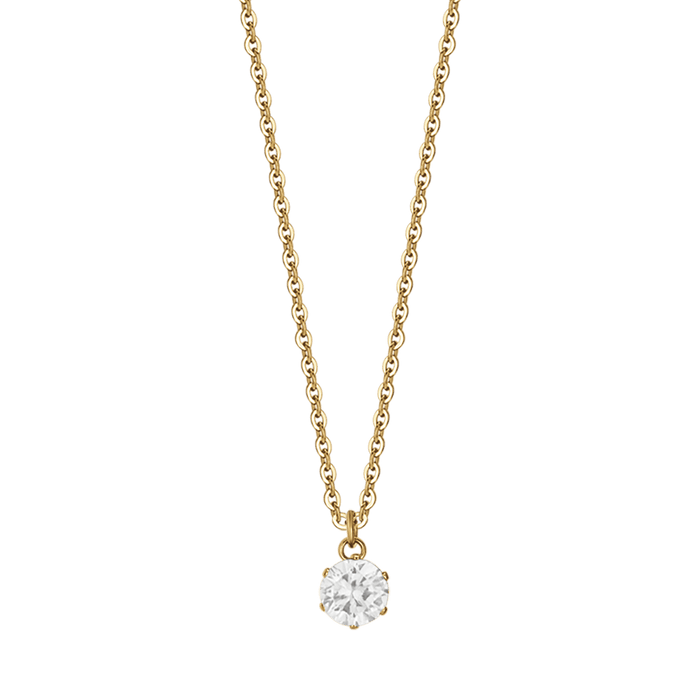 COLLANA DONNA IN ACCIAIO IP GOLD CON CRISTALLO BIANCO