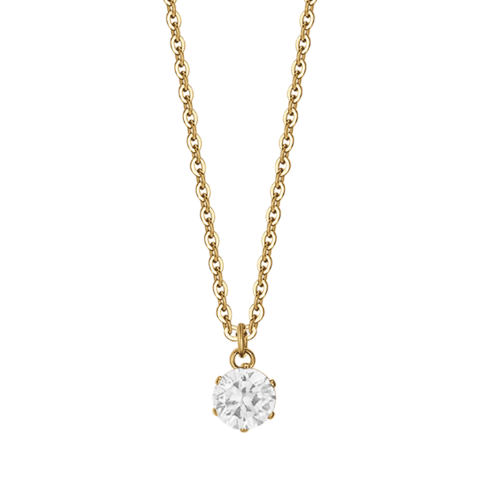 COLLANA DONNA IN ACCIAIO IP GOLD CON CRISTALLO BIANCO