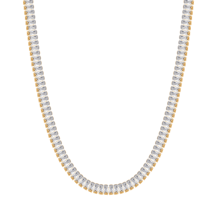 COLLANA TENNIS DONNA IN ACCIAIO CON CRISTALLI BAGUETTE BIANCHI