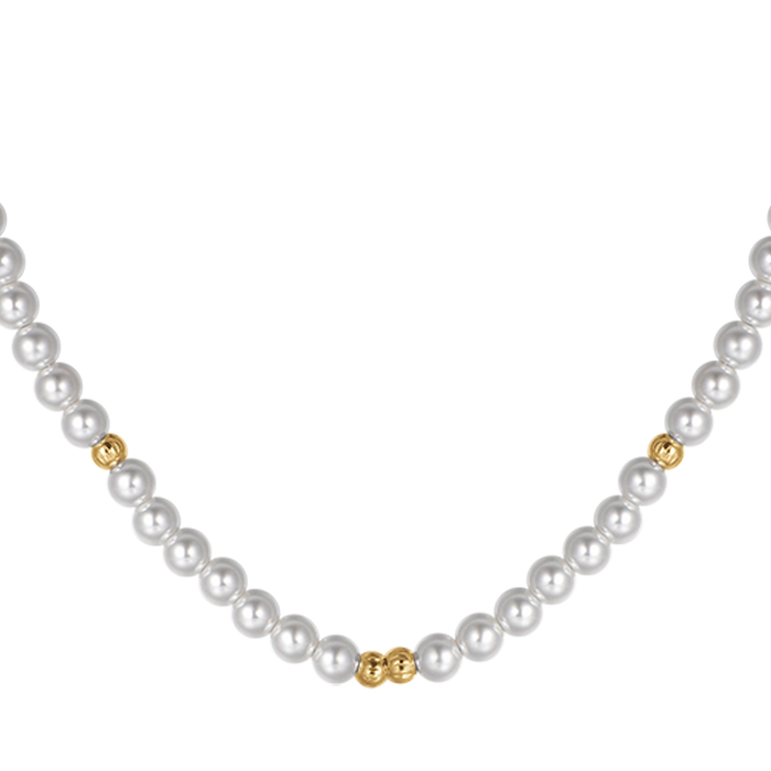 COLLANA DONNA IN ACCIAIO IP GOLD CON PERLE ED ELEMENTI IN ACCIAIO IP GOLD