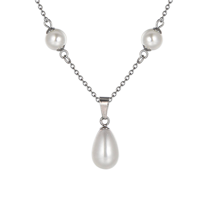 COLLANA DONNA IN ACCIAIO CON PERLE