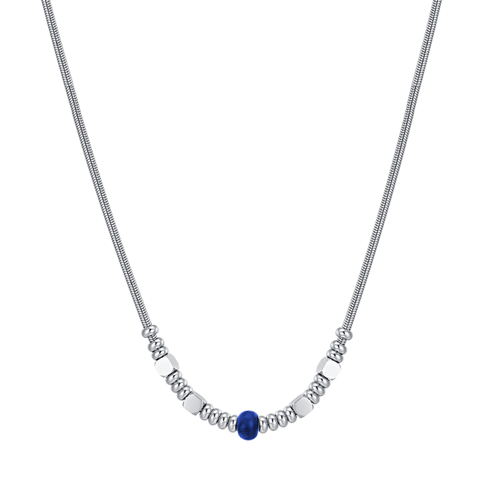 COLLANA UOMO IN ACCIAIO CON PIETRA BLU