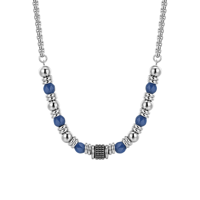 COLLANA UOMO IN ACCIAIO SODALITE BLU