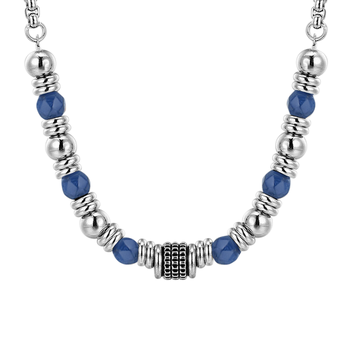 COLLANA UOMO IN ACCIAIO SODALITE BLU