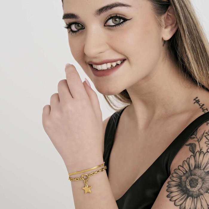 Bracciale in acciaio ip gold con stella