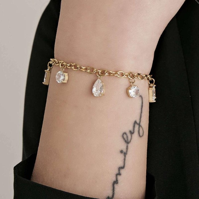 Bracciale in acciaio ip gold con cristalli